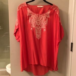 Peach embroidered top